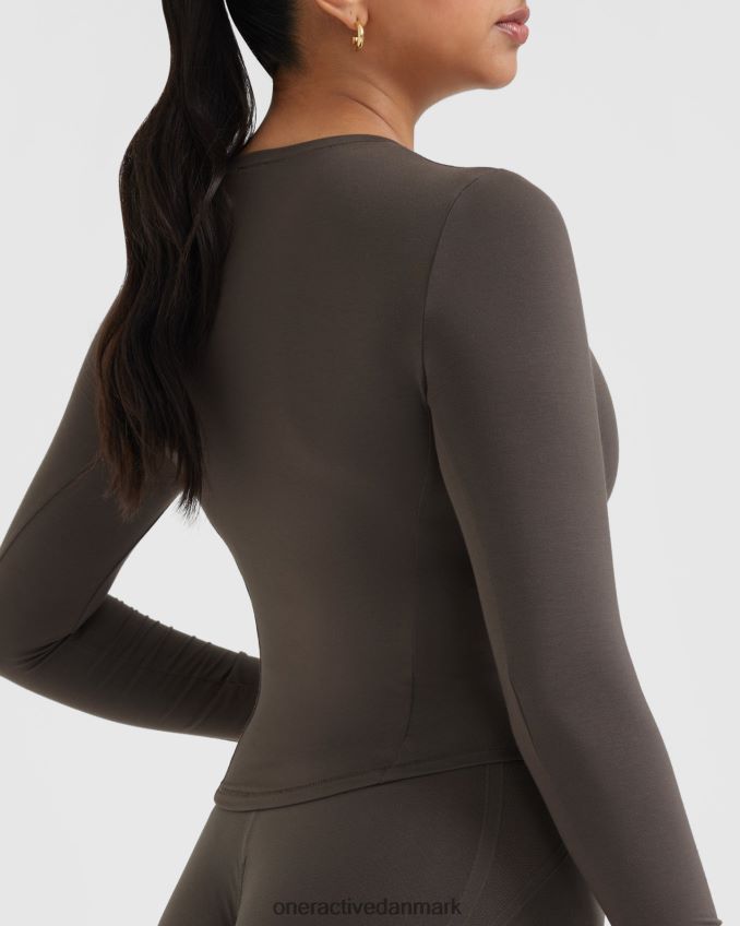dyb taupe tøj X26NZ0392 Oner Active blød blød mellemlang ærmet top