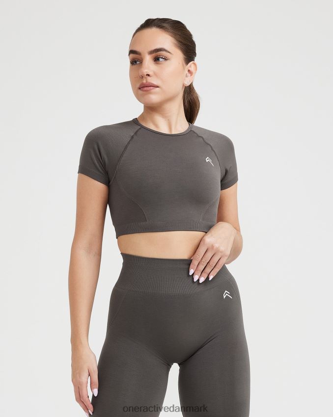 dyb taupe tøj X26NZ0449 Oner Active ubesværet sømløs kortærmet crop top
