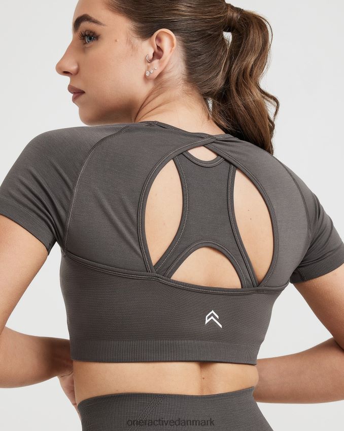 dyb taupe tøj X26NZ0449 Oner Active ubesværet sømløs kortærmet crop top