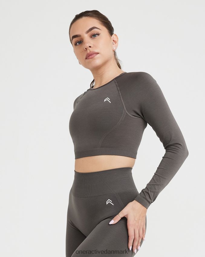 dyb taupe tøj X26NZ0462 Oner Active ubesværet sømløs langærmet crop top