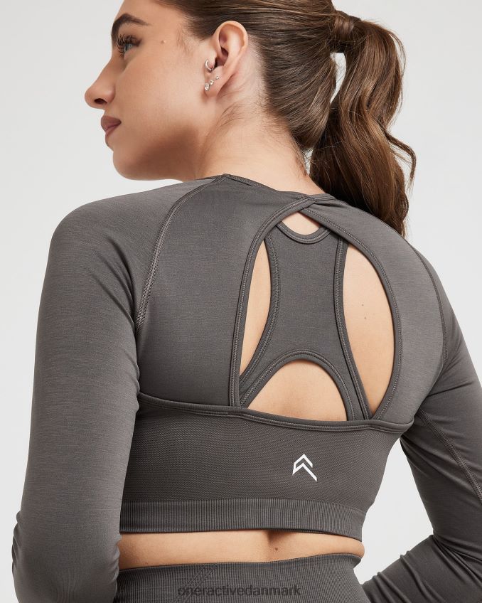 dyb taupe tøj X26NZ0462 Oner Active ubesværet sømløs langærmet crop top