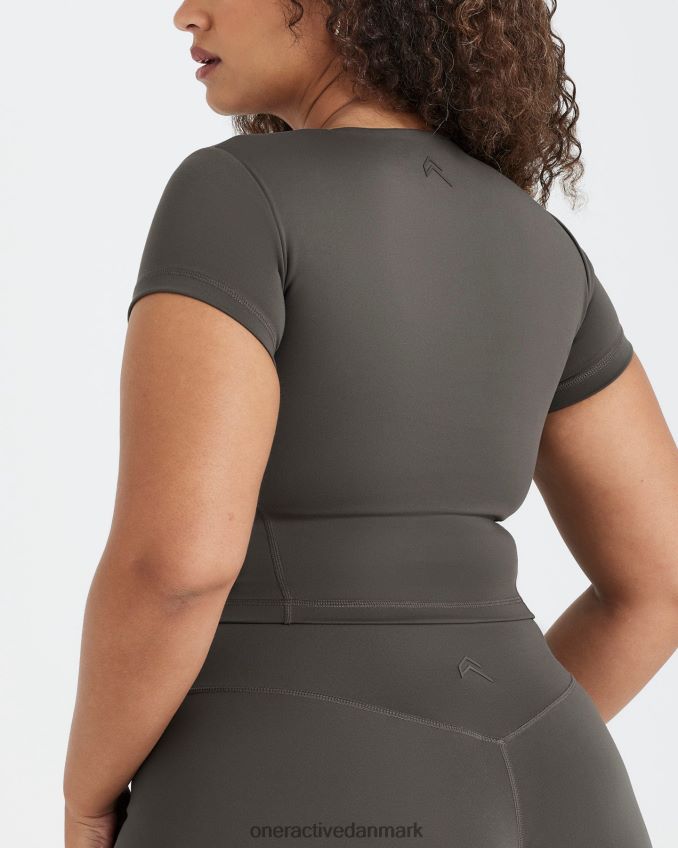 dyb taupe tøj X26NZ0468 Oner Active tidløs afgrøde kortærmet t-shirt