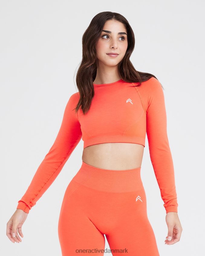 fersken blomst tøj X26NZ0457 Oner Active ubesværet sømløs langærmet crop top