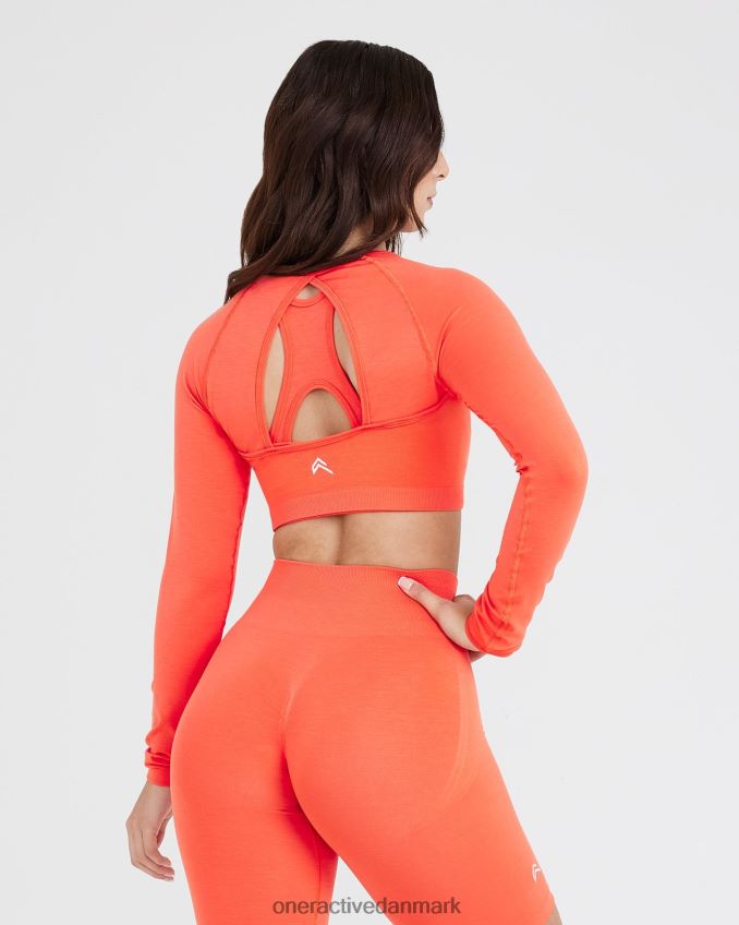 fersken blomst tøj X26NZ0457 Oner Active ubesværet sømløs langærmet crop top