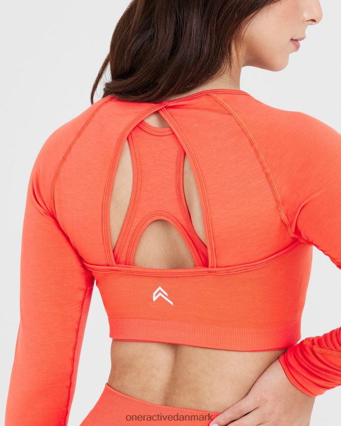 fersken blomst tøj X26NZ0457 Oner Active ubesværet sømløs langærmet crop top