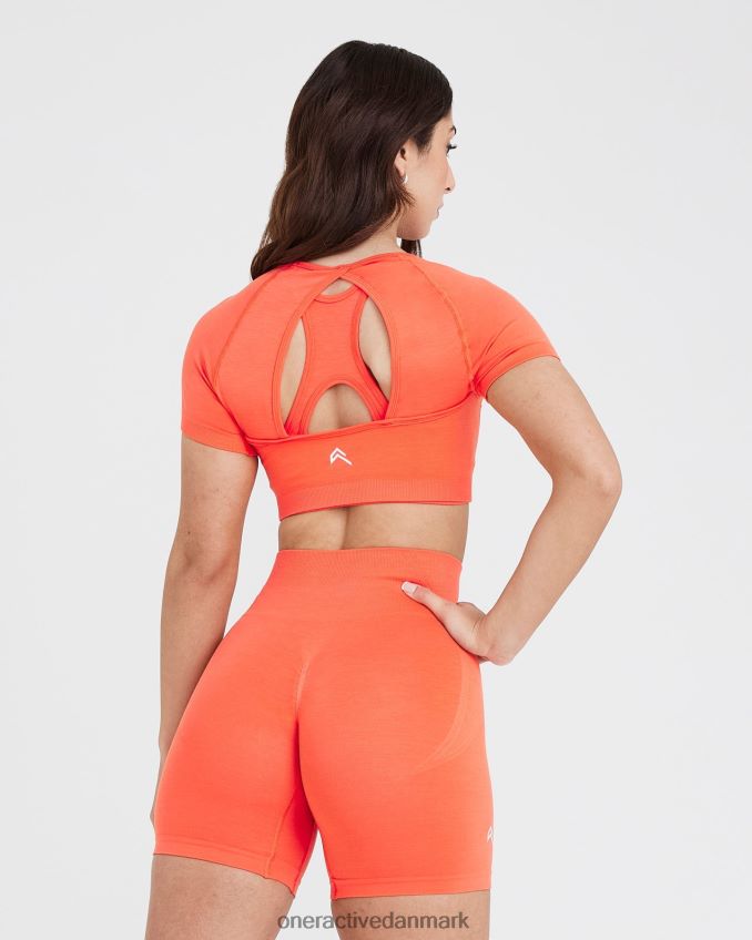 fersken blomst tøj X26NZ0476 Oner Active ubesværet sømløs kortærmet crop top