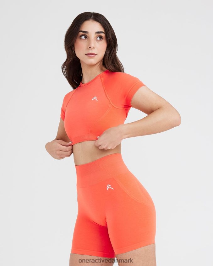 fersken blomst tøj X26NZ0476 Oner Active ubesværet sømløs kortærmet crop top