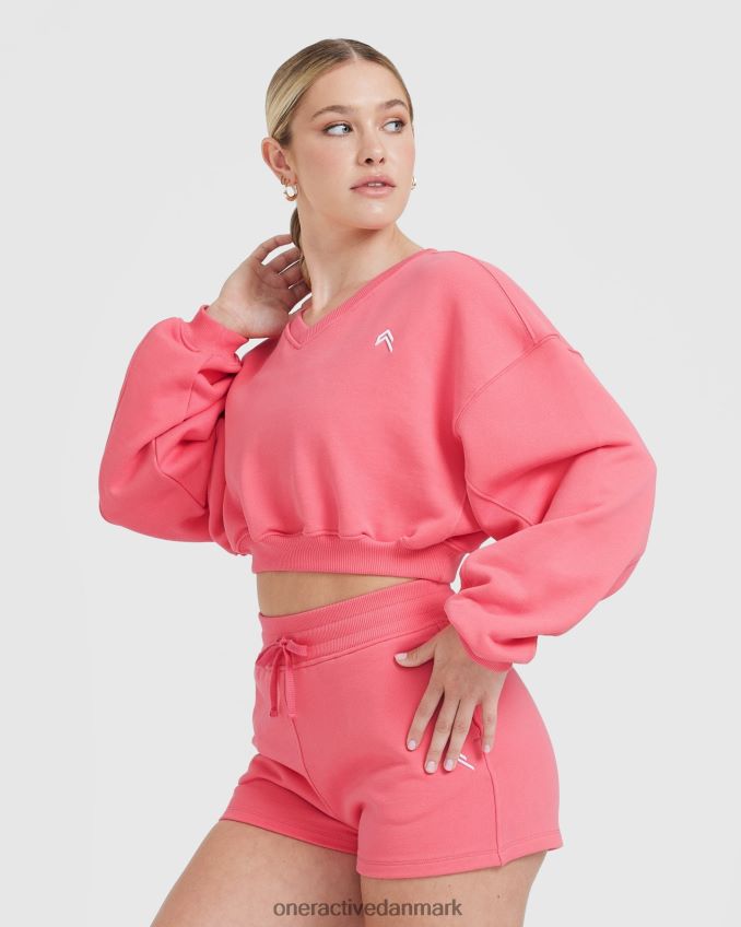 forstærk pink tøj X26NZ0580 Oner Active let oversized sweatshirt med v-hals hele dagen