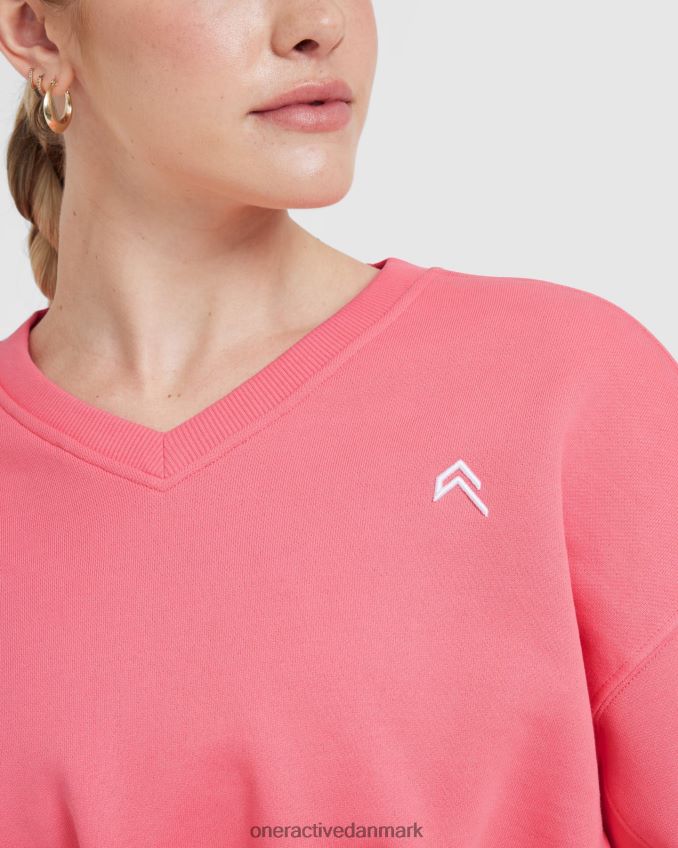 forstærk pink tøj X26NZ0580 Oner Active let oversized sweatshirt med v-hals hele dagen