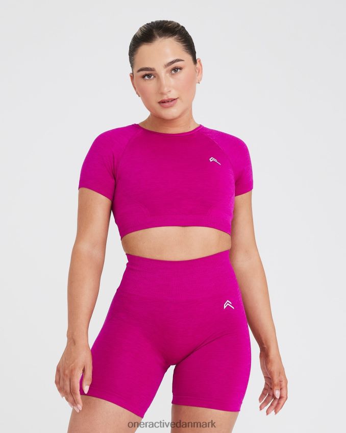 fuchsia tøj X26NZ0477 Oner Active ubesværet sømløs kortærmet crop top