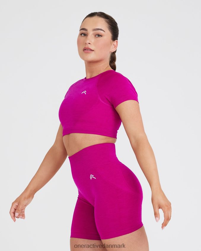 fuchsia tøj X26NZ0477 Oner Active ubesværet sømløs kortærmet crop top