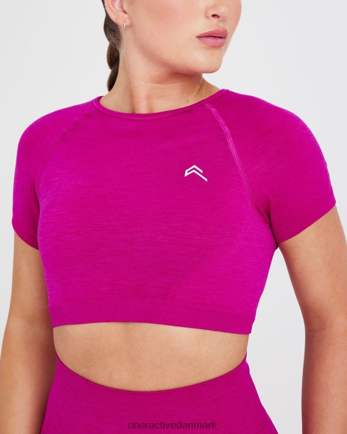 fuchsia tøj X26NZ0477 Oner Active ubesværet sømløs kortærmet crop top