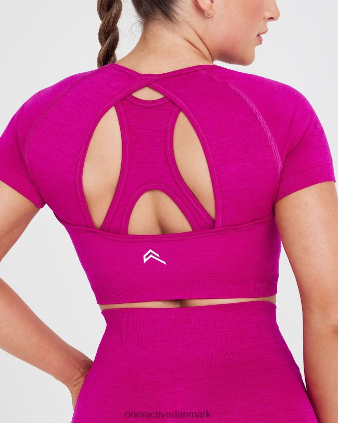 fuchsia tøj X26NZ0477 Oner Active ubesværet sømløs kortærmet crop top