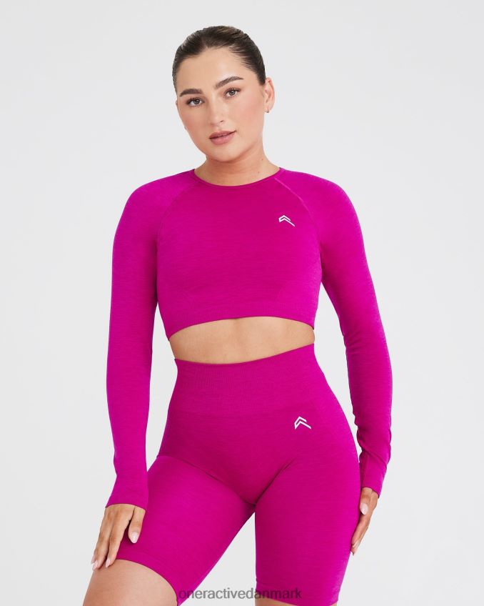 fuchsia tøj X26NZ0490 Oner Active ubesværet sømløs langærmet crop top
