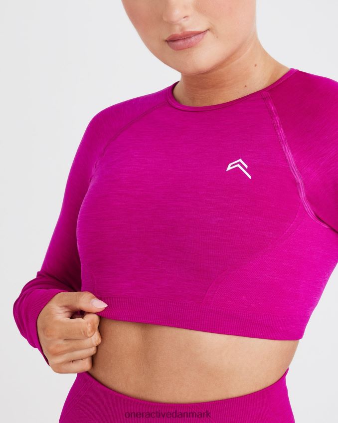 fuchsia tøj X26NZ0490 Oner Active ubesværet sømløs langærmet crop top