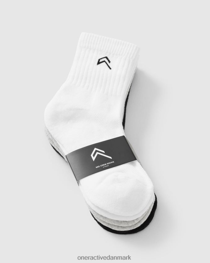 grå/hvid/sort tilbehør X26NZ0655 Oner Active mid crew sokker 3 pak
