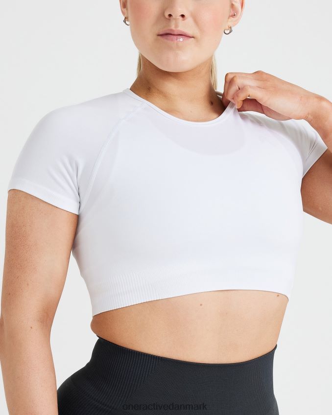 hvid tøj X26NZ0458 Oner Active klassisk sømløs 20 kortærmet crop top