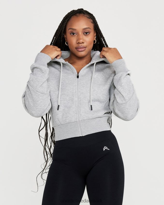 sølvgrå mergel tøj X26NZ0629 Oner Active klassisk lounge-hættetrøje med cropped lynlås