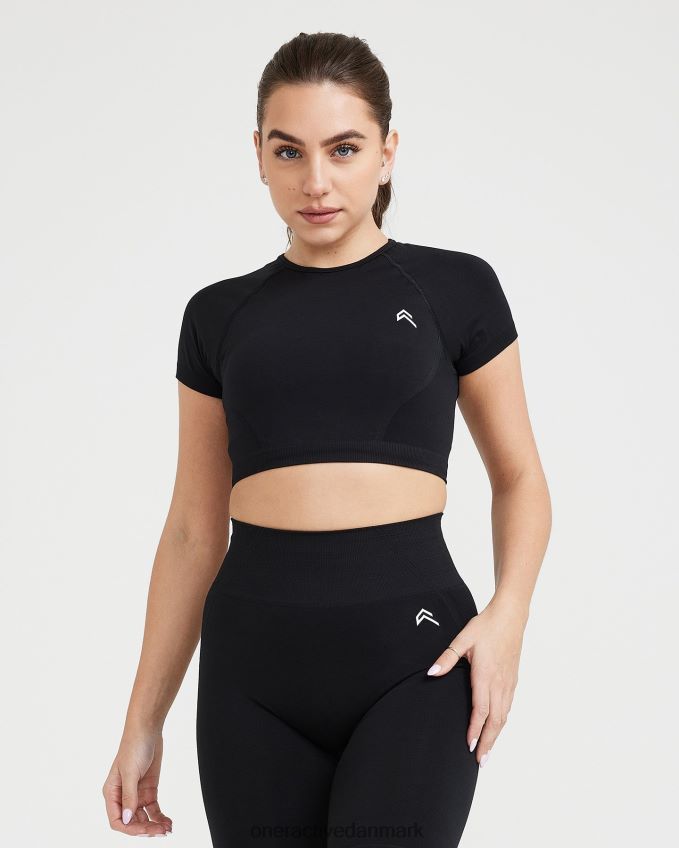 sort tøj X26NZ0446 Oner Active ubesværet sømløs kortærmet crop top