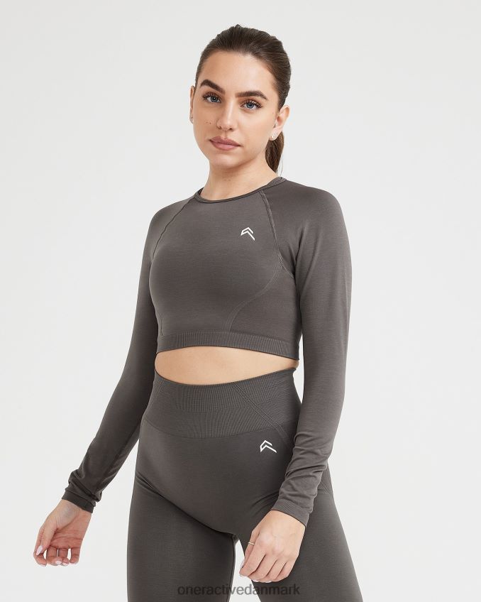 dyb taupe tøj X26NZ0462 Oner Active ubesværet sømløs langærmet crop top