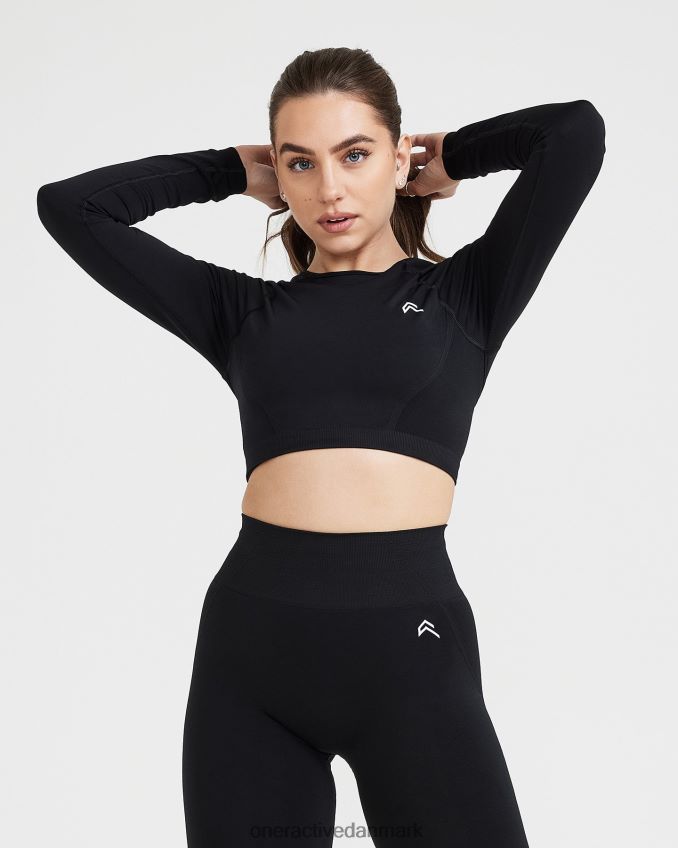 sort tøj X26NZ0486 Oner Active ubesværet sømløs langærmet crop top