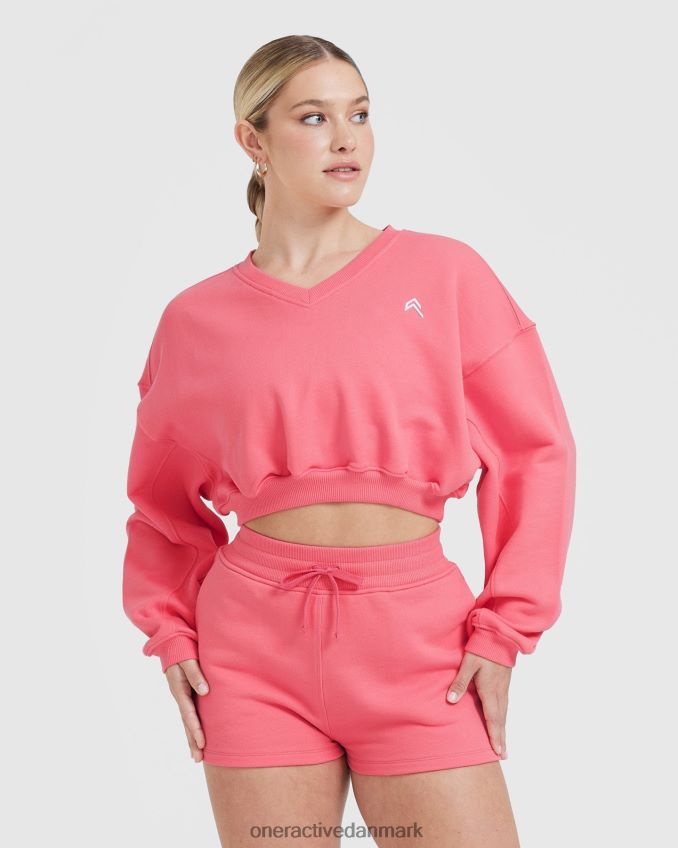 forstærk pink tøj X26NZ0580 Oner Active let oversized sweatshirt med v-hals hele dagen