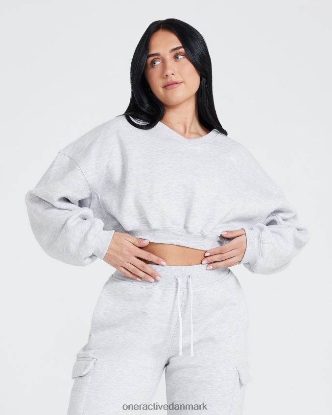 lysegrå mergel tøj X26NZ0610 Oner Active oversize sweatshirt med v-hals hele dagen