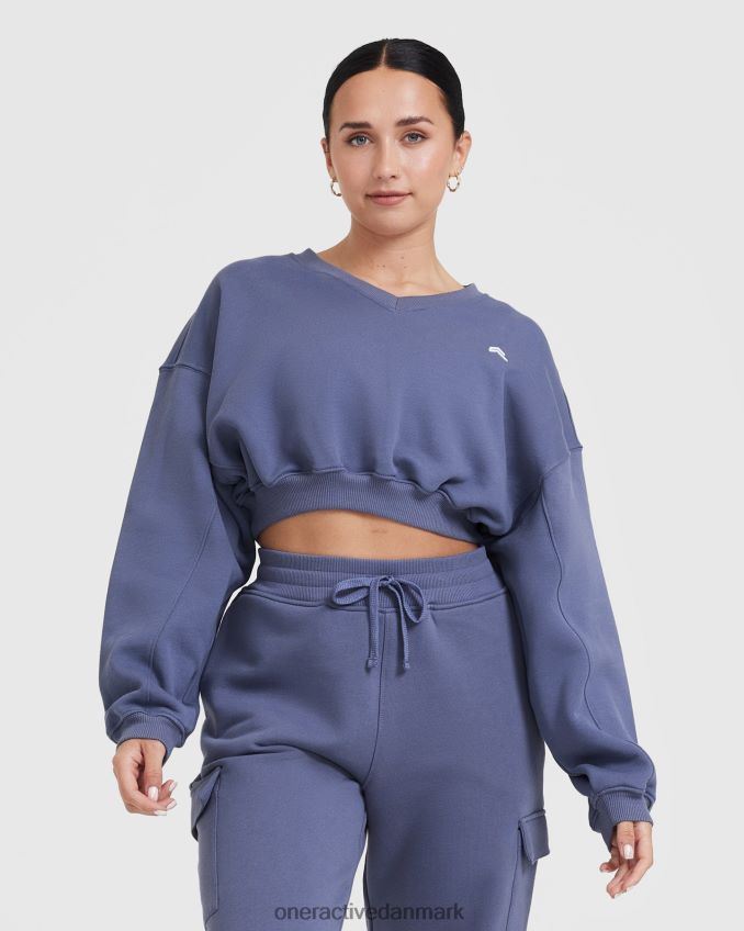 skifer blå tøj X26NZ0571 Oner Active let oversized sweatshirt med v-hals hele dagen