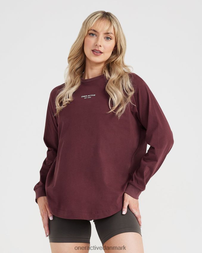 vasket palisander tøj X26NZ0558 Oner Active grafisk oversized langærmet t-shirt