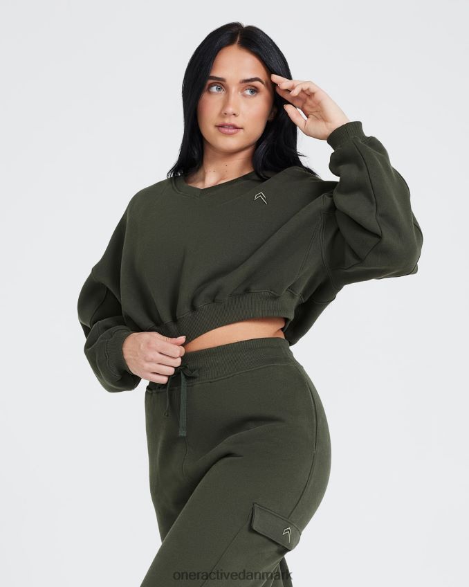 kaki tøj X26NZ0609 Oner Active oversize sweatshirt med v-hals hele dagen