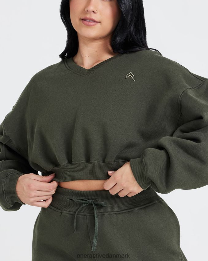 kaki tøj X26NZ0609 Oner Active oversize sweatshirt med v-hals hele dagen