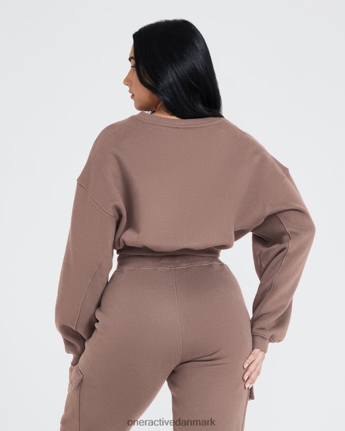 kølig brun tøj X26NZ0608 Oner Active oversize sweatshirt med v-hals hele dagen