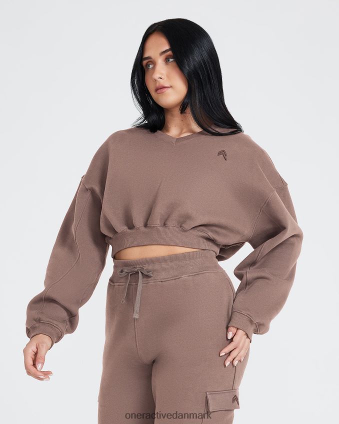 kølig brun tøj X26NZ0608 Oner Active oversize sweatshirt med v-hals hele dagen
