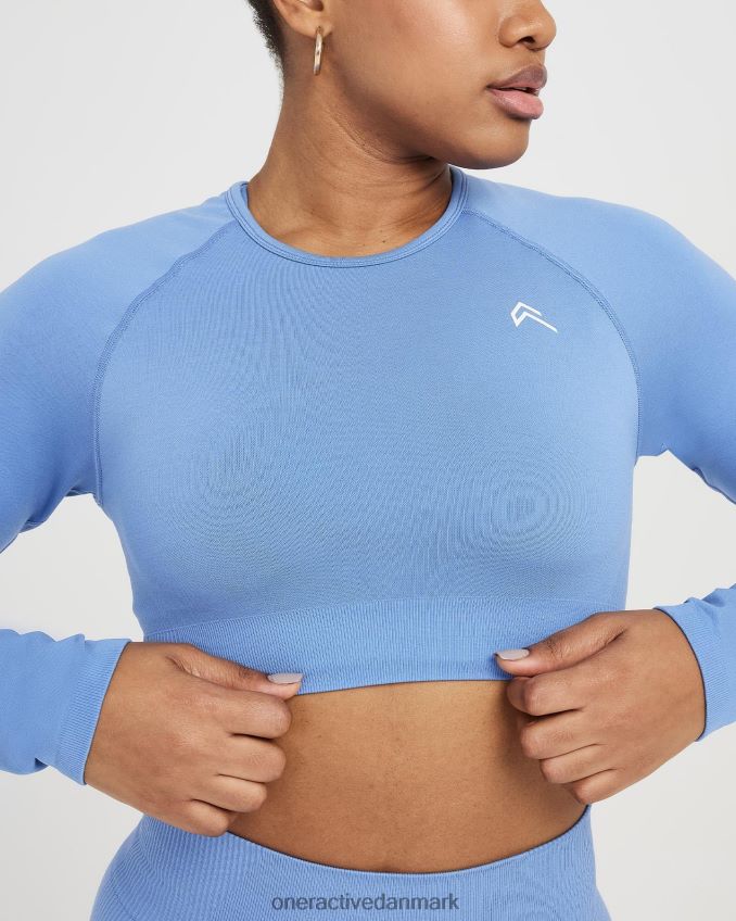 lys denim mergel tøj X26NZ0463 Oner Active klassisk sømløs 20 langærmet crop top