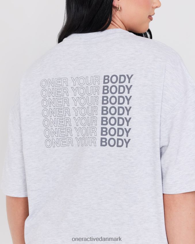 lysegrå mergel tøj X26NZ0424 Oner Active oyb grafisk unisex t-shirt