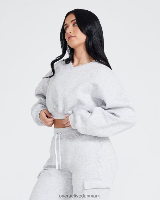 lysegrå mergel tøj X26NZ0610 Oner Active oversize sweatshirt med v-hals hele dagen