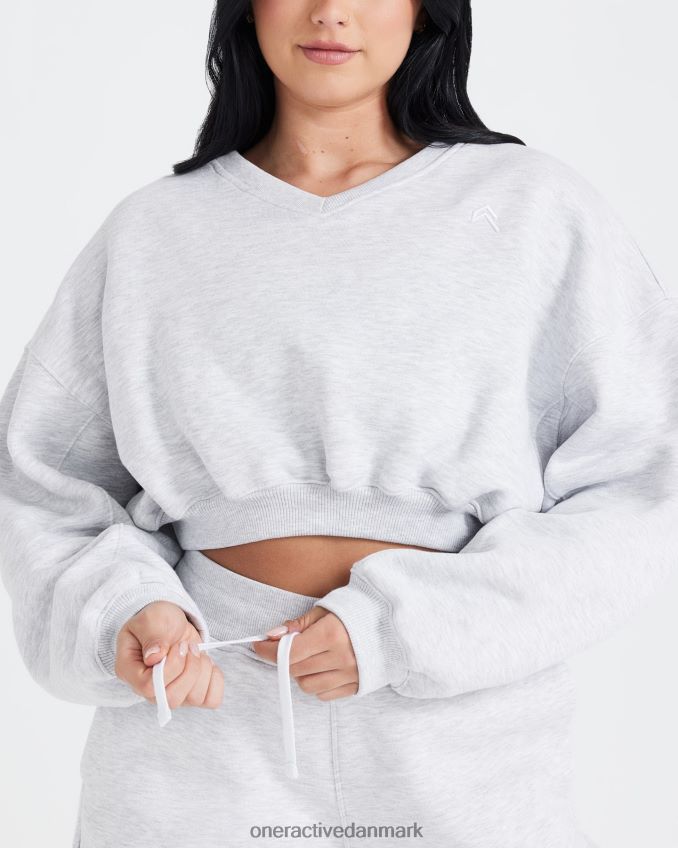 lysegrå mergel tøj X26NZ0610 Oner Active oversize sweatshirt med v-hals hele dagen