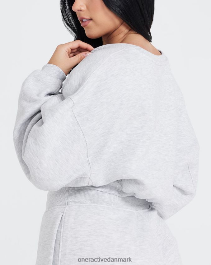 lysegrå mergel tøj X26NZ0610 Oner Active oversize sweatshirt med v-hals hele dagen