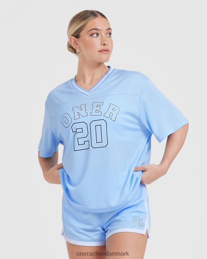 pulveriseret blå tøj X26NZ0413 Oner Active varsity kortærmet t-shirt med v-hals