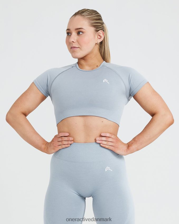 røg grå mergel tøj X26NZ0447 Oner Active klassisk sømløs 20 kortærmet crop top