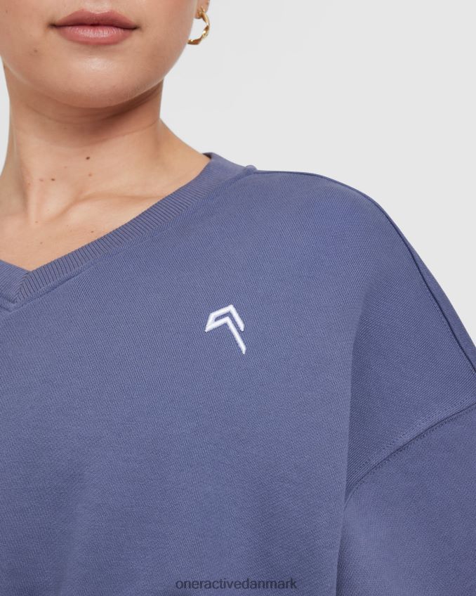skifer blå tøj X26NZ0571 Oner Active let oversized sweatshirt med v-hals hele dagen