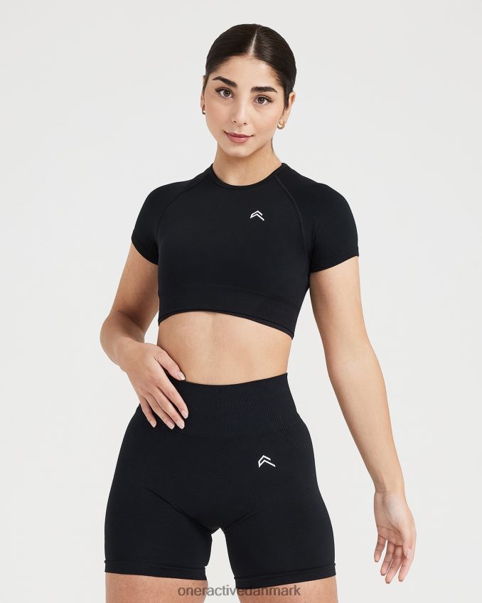 sort mergel tøj X26NZ0473 Oner Active klassisk sømløs 20 kortærmet crop top