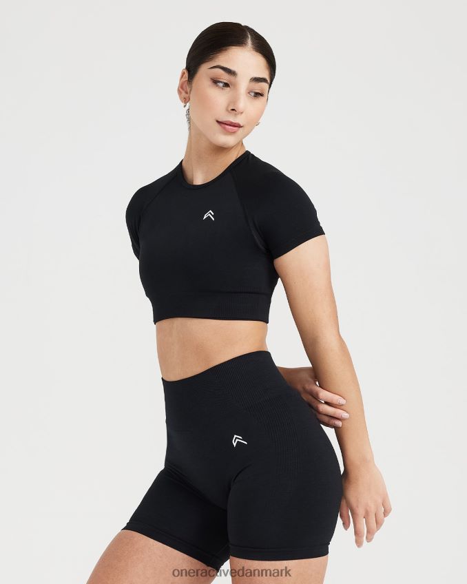 sort mergel tøj X26NZ0473 Oner Active klassisk sømløs 20 kortærmet crop top