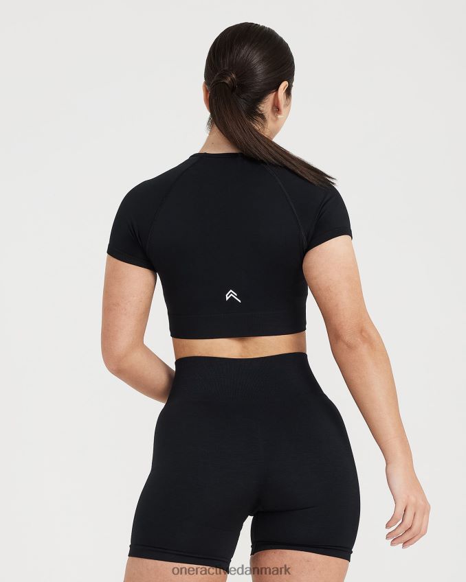 sort mergel tøj X26NZ0473 Oner Active klassisk sømløs 20 kortærmet crop top