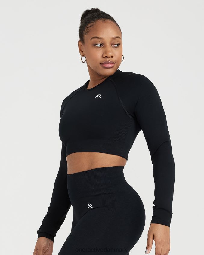sort mergel tøj X26NZ0479 Oner Active klassisk sømløs 20 langærmet crop top