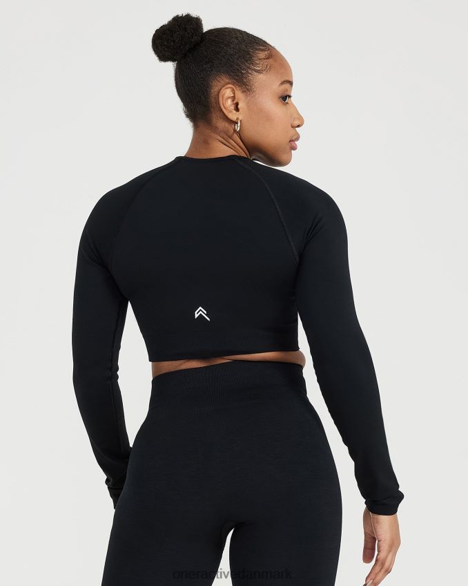 sort mergel tøj X26NZ0479 Oner Active klassisk sømløs 20 langærmet crop top