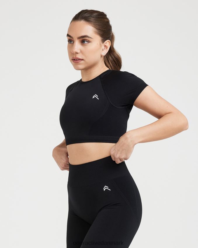 sort tøj X26NZ0446 Oner Active ubesværet sømløs kortærmet crop top