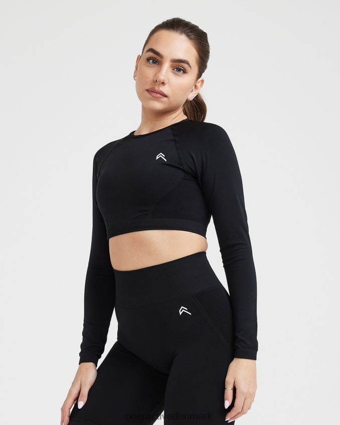 sort tøj X26NZ0486 Oner Active ubesværet sømløs langærmet crop top