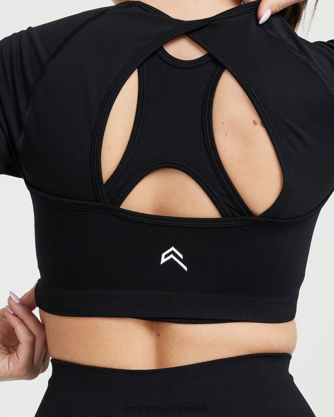 sort tøj X26NZ0486 Oner Active ubesværet sømløs langærmet crop top
