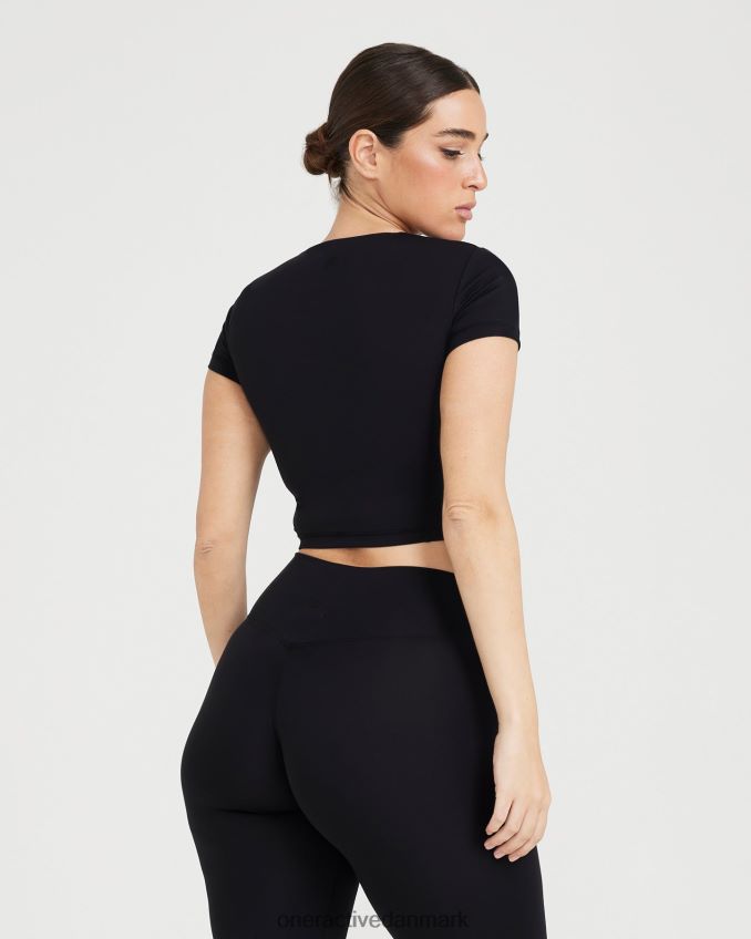 sort tøj X26NZ0526 Oner Active tidløs afgrøde kortærmet t-shirt